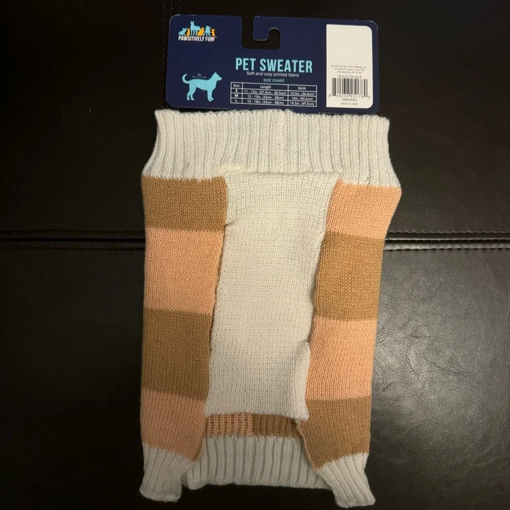 Tan and Orange Dog Sweater Hugs and Snugs Pawsitively Fun Size Small NWT